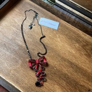 Betsey Johnson Red and Black Bow Necklace